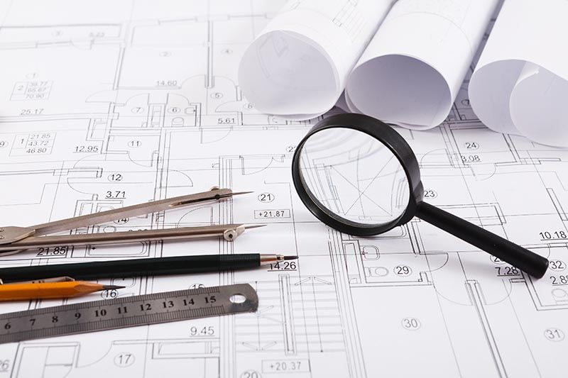 Detailed inspection review over architectural plans
